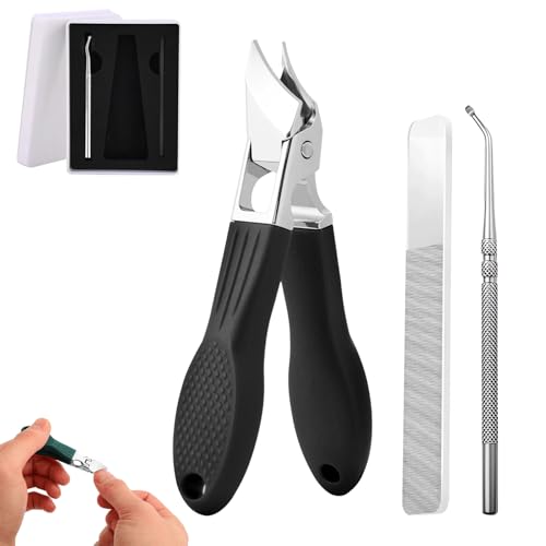 3Pc/Set Eagle Beak Beveled Nail Clippers, Eagle Beak Nail Clippers for Thick Nails, Long Handle Wide Jaw Opening Anti-Splash Slanted Nail Clipper for Men&Women