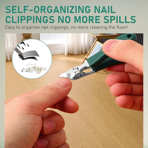 3Pc/Set Eagle Beak Beveled Nail Clippers, Eagle Beak Nail Clippers for Thick Nails, Long Handle Wide Jaw Opening Anti-Splash Slanted Nail Clipper for Men&Women