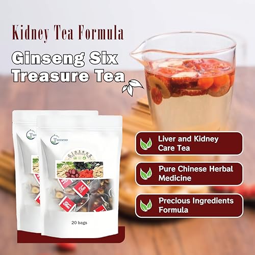 Kidney tea formula Ginseng Six Treasure Tea, Liver and Kidney Care Tea, Pure Chinese Herbal Medicine Five Treasures tea, Men’s Herbal Tea, 6 Precious Ingredients Formula (1box)