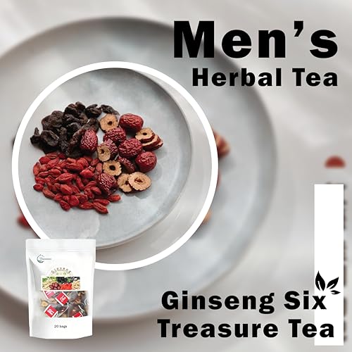 Kidney tea formula Ginseng Six Treasure Tea, Liver and Kidney Care Tea, Pure Chinese Herbal Medicine Five Treasures tea, Men’s Herbal Tea, 6 Precious Ingredients Formula (1box)