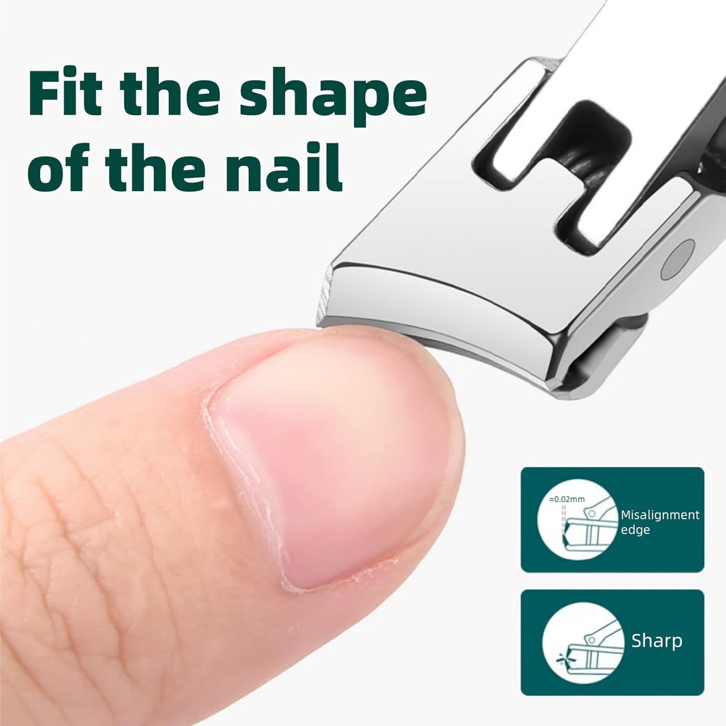 Eagle Beak Nail Clippers, 3-Piece Sets of Wide Jaw Opening Anti-Splash Slanted Nail Clipper for Ingrown and Wide Jaw Slanted Toenail