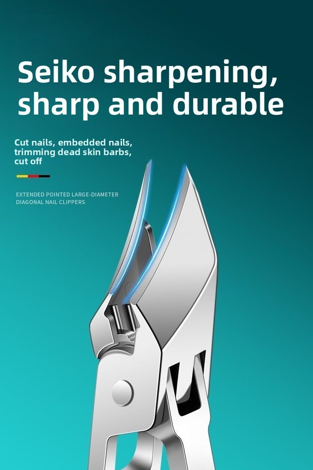 Professional Eagle Beak Angled Nail Clippers Set - Wide Slanted Design for Thick & Ingrown Nails, Splash-Proof with Long Handle Clippers forSeniors and Tough Nails (3-Pack, Green)