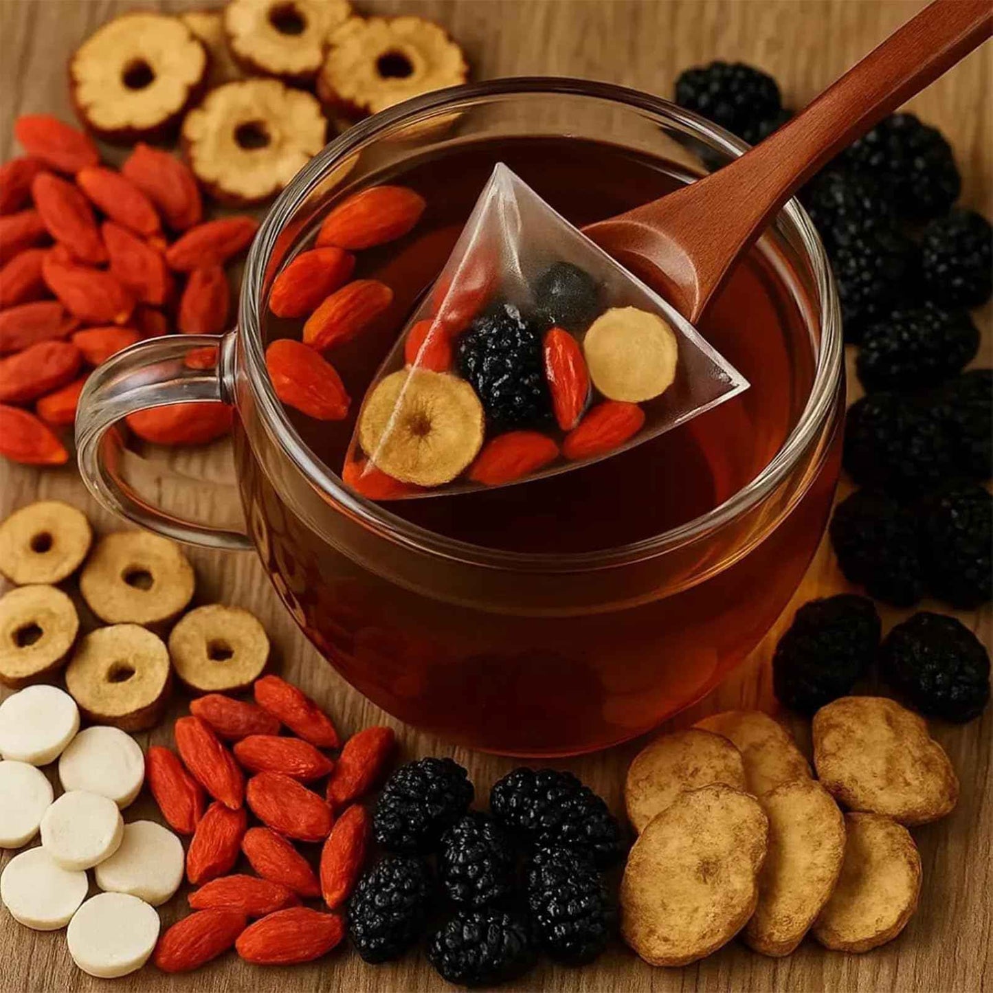 Turmeric Kidney Tea Formula Ginseng Eight Treasures Tea, Turmeric,Ginseng,Wolfberry,Maca,Polygonatum,Mulberry,Red Dates,Yam, Natural Traditional Healthy Kidney Cleansing Teas for Men & Women (30 Pcs)