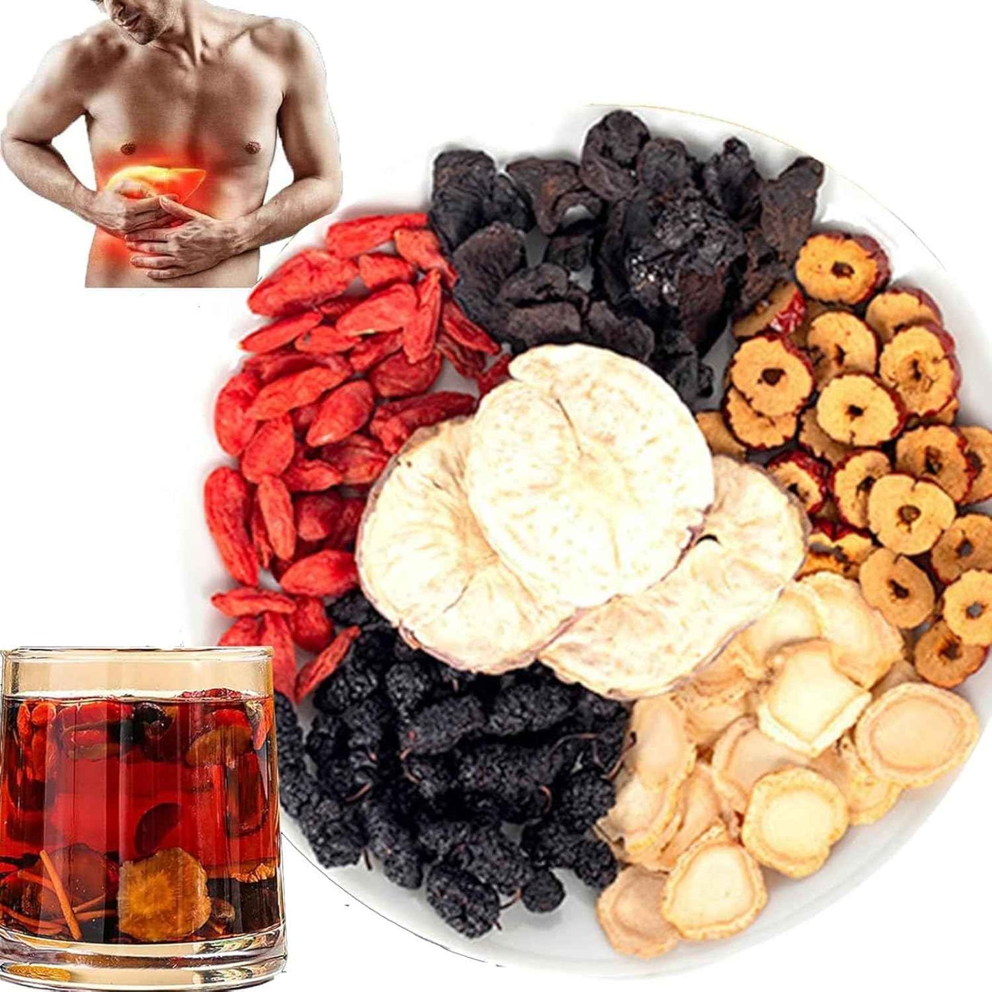 Ginseng Five Treasures Kidney Tea - Ginseng Six Treasure Tea, Kidney Support Blend with 5 Precious Herbs, Natural Detox Cleanse for Men & Women (10 Bags/Box)