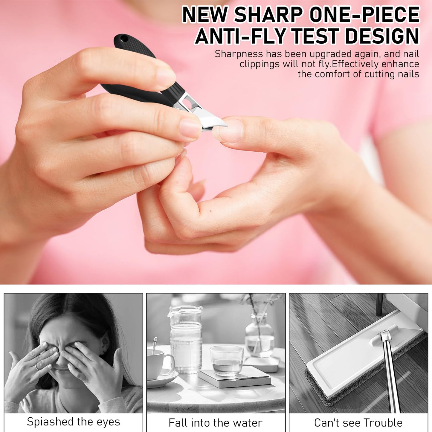 Eagle Beak Beveled Nail Clippers,Wide Jaw Opening Anti-Splash Slanted Nail Clipper,Edge Nail Clippers 3-Piece Set,Long Handle Wide Jaw Opening Anti-Splash Slanted Nail Clipper for Men Women(Green)