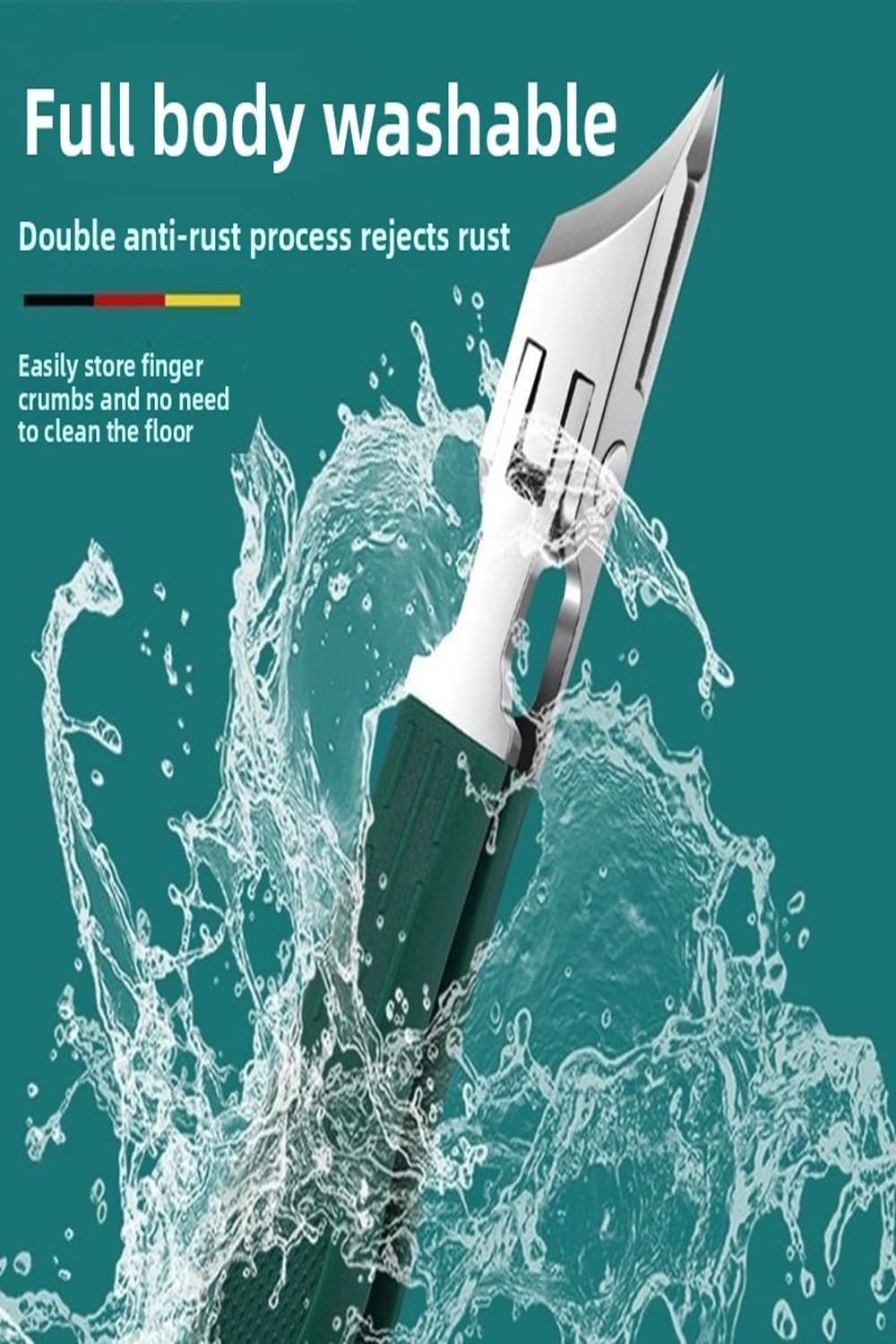 Professional Eagle Beak Angled Nail Clippers Set - Wide Slanted Design for Thick & Ingrown Nails, Splash-Proof with Long Handle Clippers forSeniors and Tough Nails (3-Pack, Green)