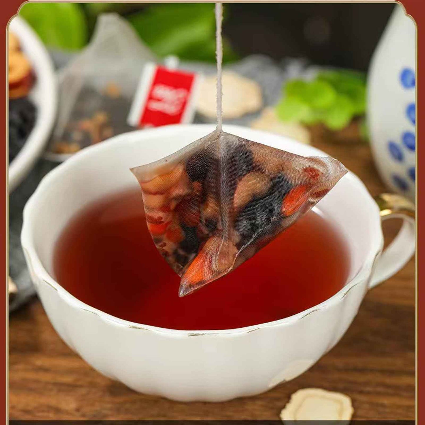 Ginseng Five Treasure Tea, Kidney Tea Formula Ginseng Six Treasure Natural Detox for Men & Women, Organic Chinese Herbal Tea, 6 Precious Ingredients Formula (2 Bags 50 Pcs)