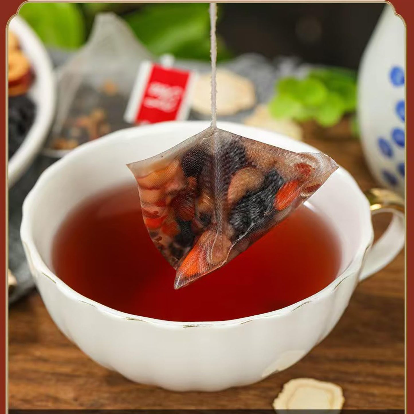 Ginseng Five Treasure Tea, Kidney Tea Formula Ginseng Six Treasure Natural Detox for Men & Women, Organic Chinese Herbal Tea, 6 Precious Ingredients Formula (2 Bags 50 Pcs)