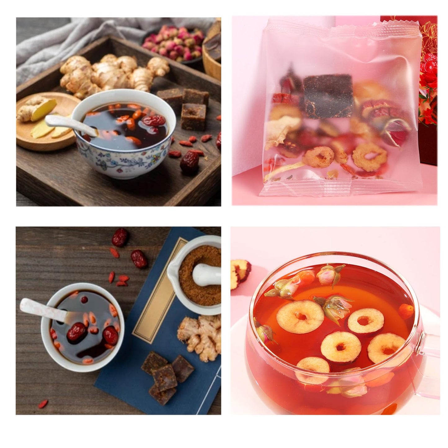 Brown Sugar Ginger Tea,Red Dates Ginger Tea, Jujube Longan Wolfberry Rose Goji Berry πππ (10Bags)