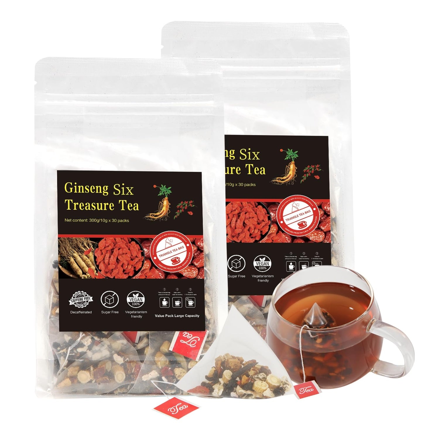30Pcs -kidney tea formula ginseng six treasure tea,Te Renal Herbal, Nine natural ingredients,Organic Kidney Cleanse Detox Tea,for Men & Women,(30Bags, 300g)