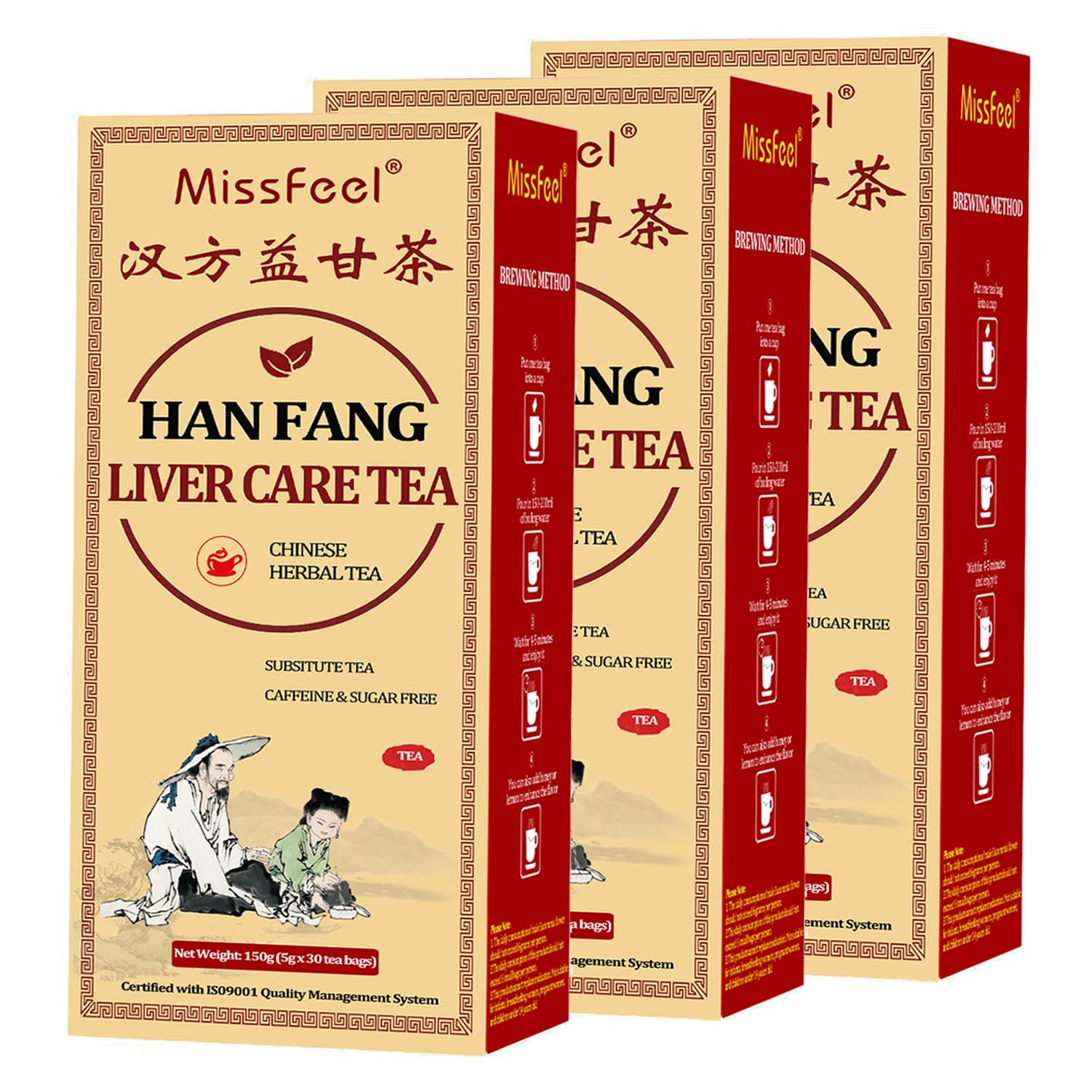 Ginseng Five Treasure Tea, Kidney Tea Formula Ginseng Six Treasure Natural Detox for Men & Women, Organic Chinese Herbal Tea, 6 Precious Ingredients Formula (2 Bags 50 Pcs)