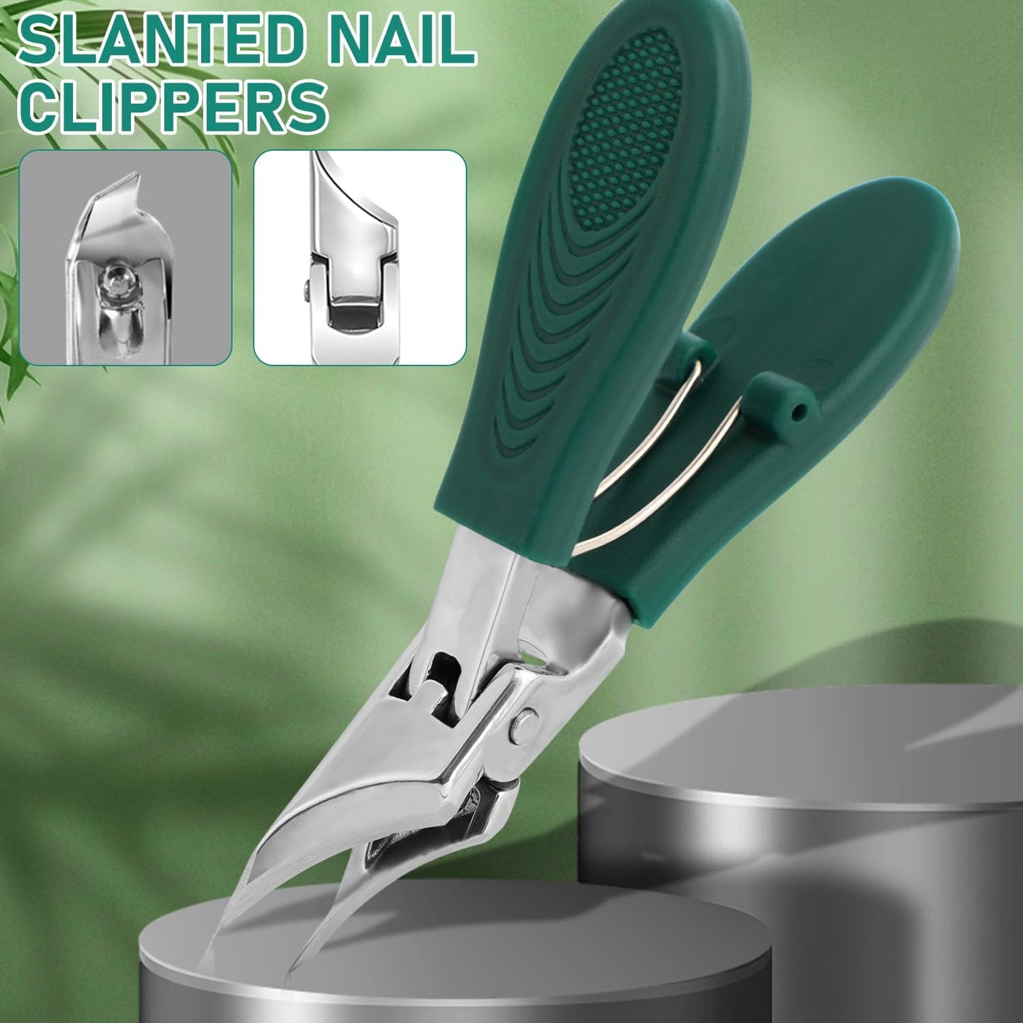 Eagle Beak Beveled Nail Clippers,Long Handle Wide Jaw Opening Anti-Splash Slanted Nail Clipper,Three Sets of Eagle Beak Beveled Nails Clippers,for Thick Nails, Seniors&Ingrown Care