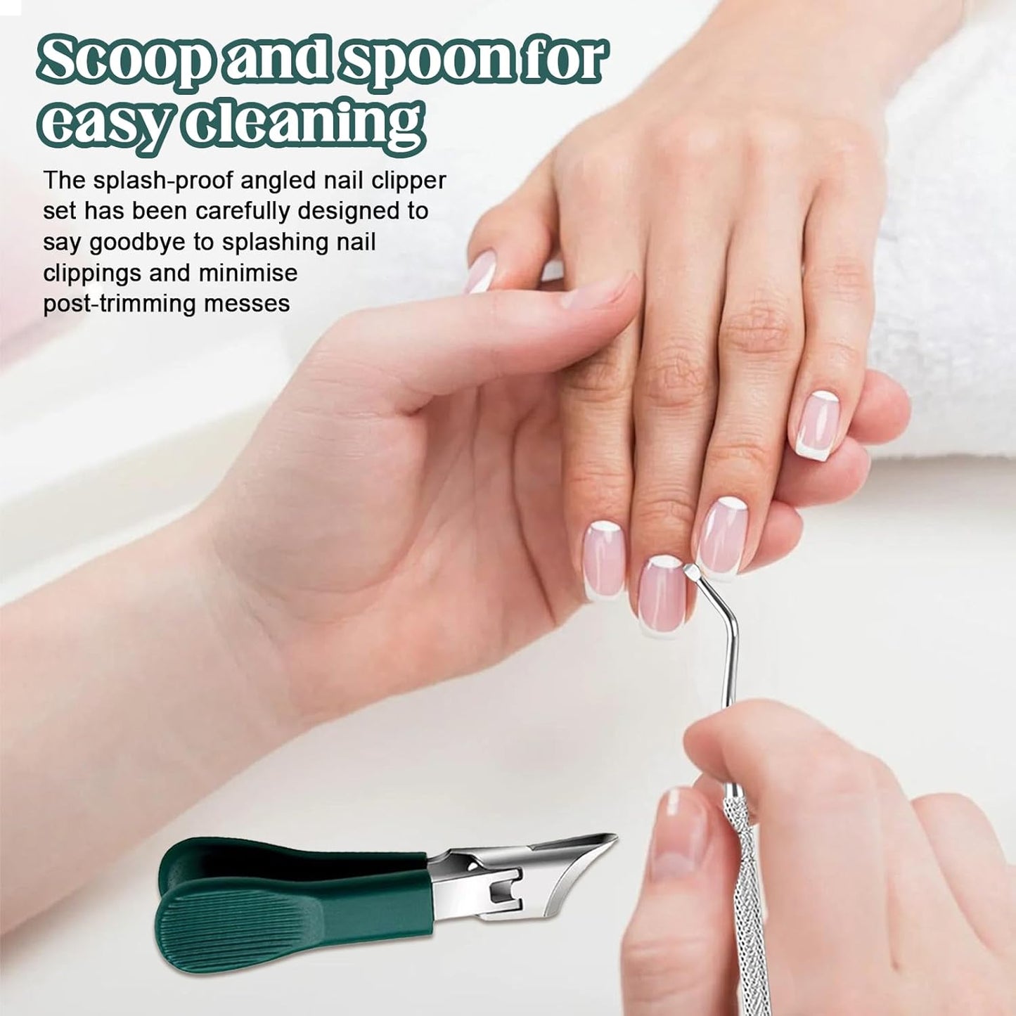 3 Piece Green Eagle Beak Nail Clipper Set, Wide Jaw Opening Anti-Splash Slanted Nail Clipper for Men Women