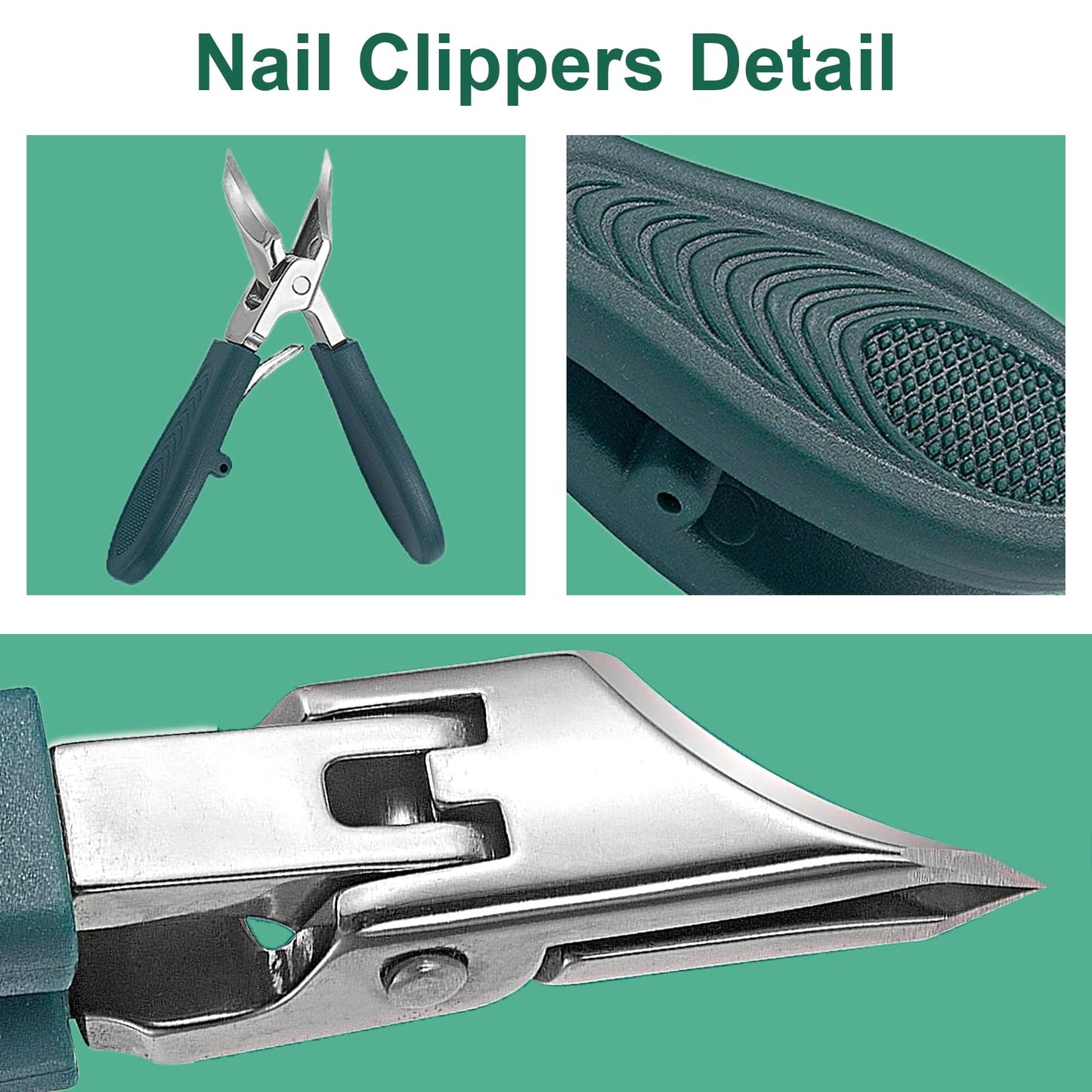 Eagle Beak Beveled Nail Clippers,9-Piece Sets of Eagle Beak Nail Clippers,Anti-Splash Super Sharp Oblique Nail Clipper Set,Toenail Clippers for Thick toenails,Suitable for Both Men and Women (Green)