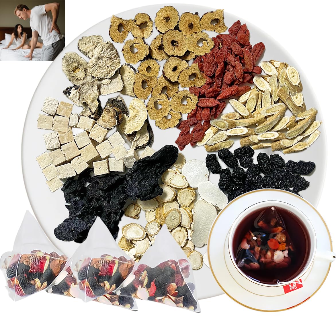 30Pcs -kidney tea formula ginseng six treasure tea,Te Renal Herbal, Nine natural ingredients,Organic Kidney Cleanse Detox Tea,for Men & Women,(30Bags, 300g)