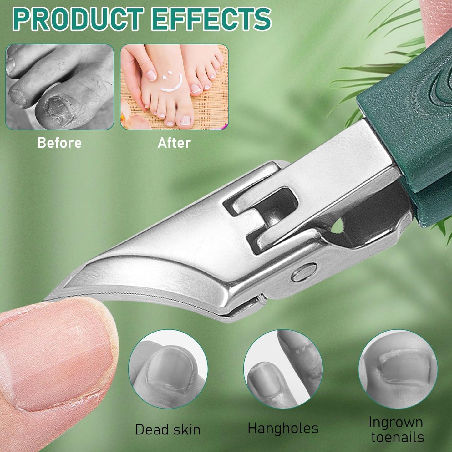 Eagle Beak Beveled Nail Clippers,Long Handle Wide Jaw Opening Anti-Splash Slanted Nail Clipper,Three Sets of Eagle Beak Beveled Nails Clippers,for Thick Nails, Seniors&Ingrown Care