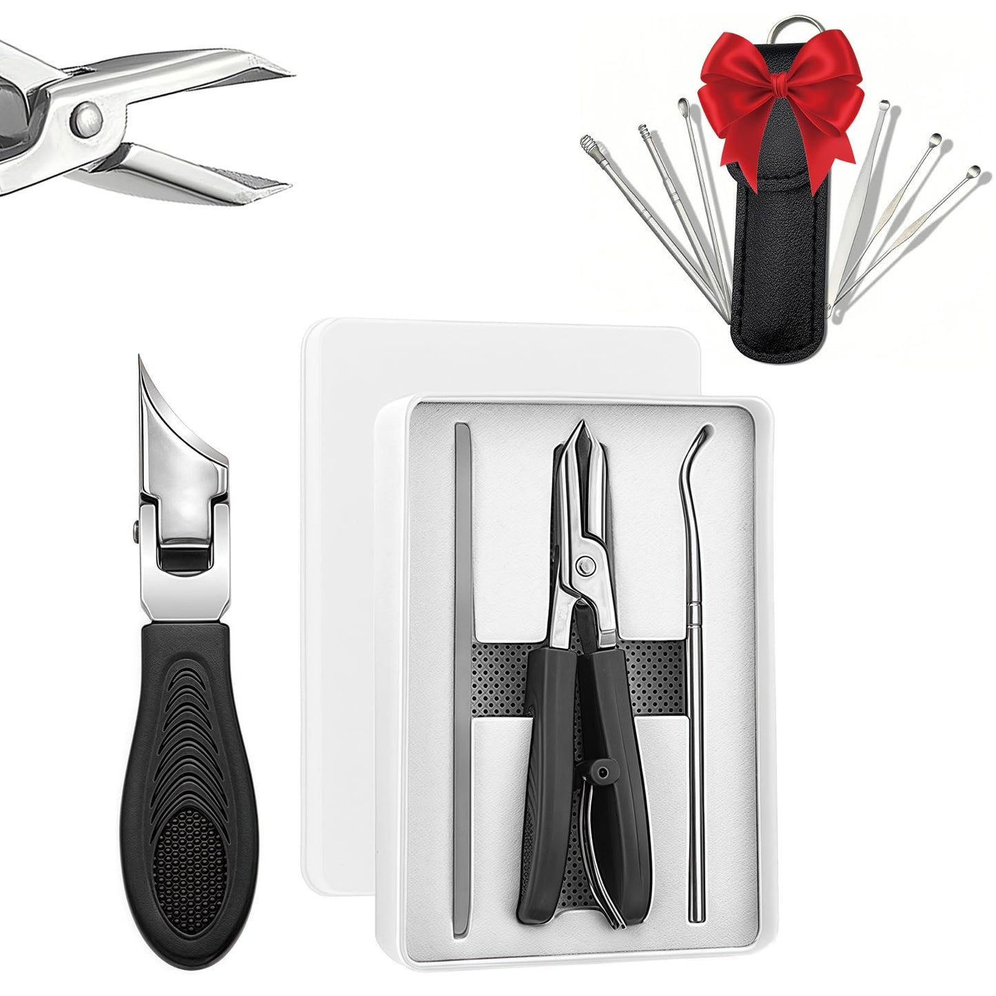 Eagle Beak Beveled Nail Clippers,9-Piece Sets of Eagle Beak Nail Clippers,Anti-Splash Super Sharp Oblique Nail Clipper Set,Toenail Clippers for Thick toenails,Suitable for Both Men and Women (Green)