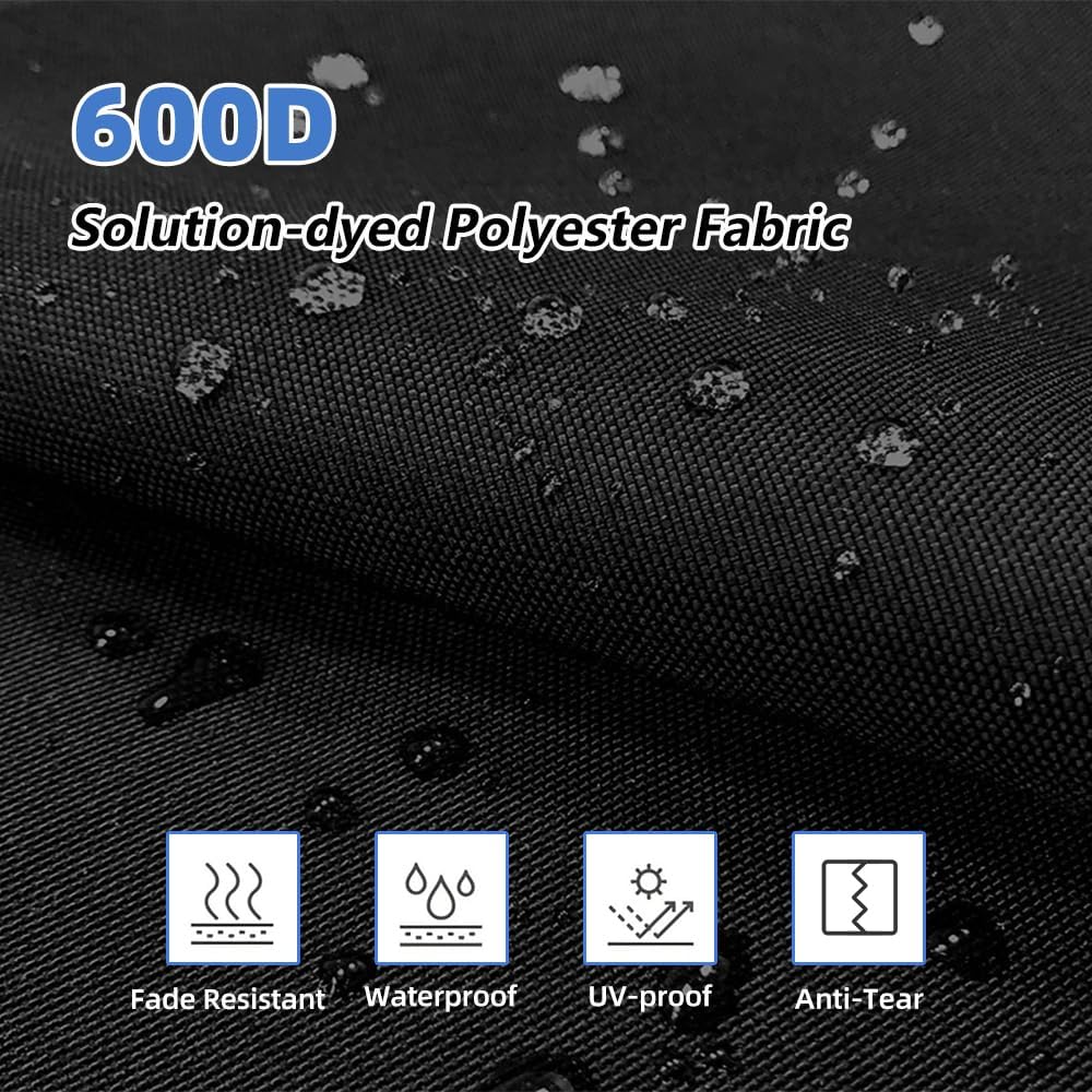 600D Outboard Motor Cover, Waterproof Fade and Crack Resistant Trailerable Boat Motor Covers,Windproof Boat Engined Covers with Adjustable Strap,Black (Fits 25-50HP)