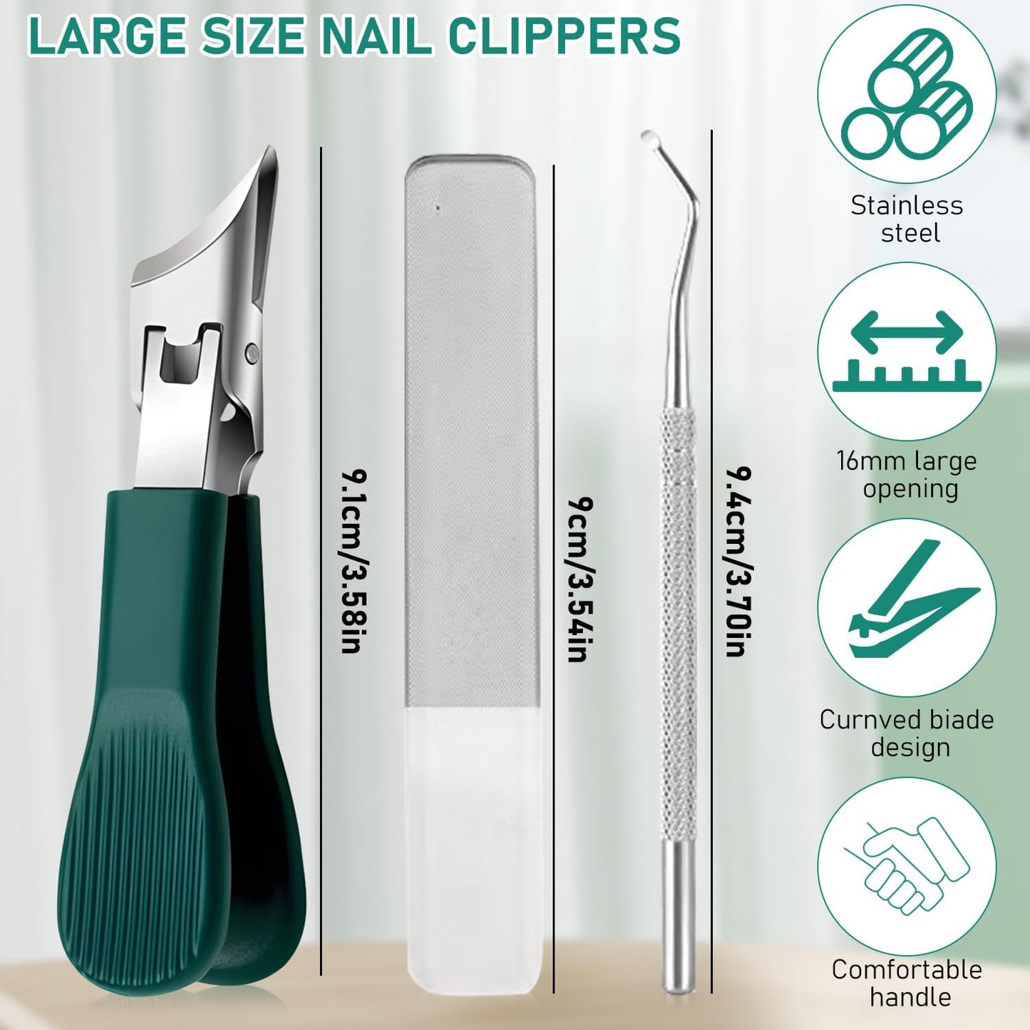 Eagle Beak Beveled Nail Clippers,Wide Jaw Opening Anti-Splash Slanted Nail Clipper,Long Handle Splashproof Nail Clippers,Slanted Jaw Ingrown Toenail Clippers for Thick Toenails