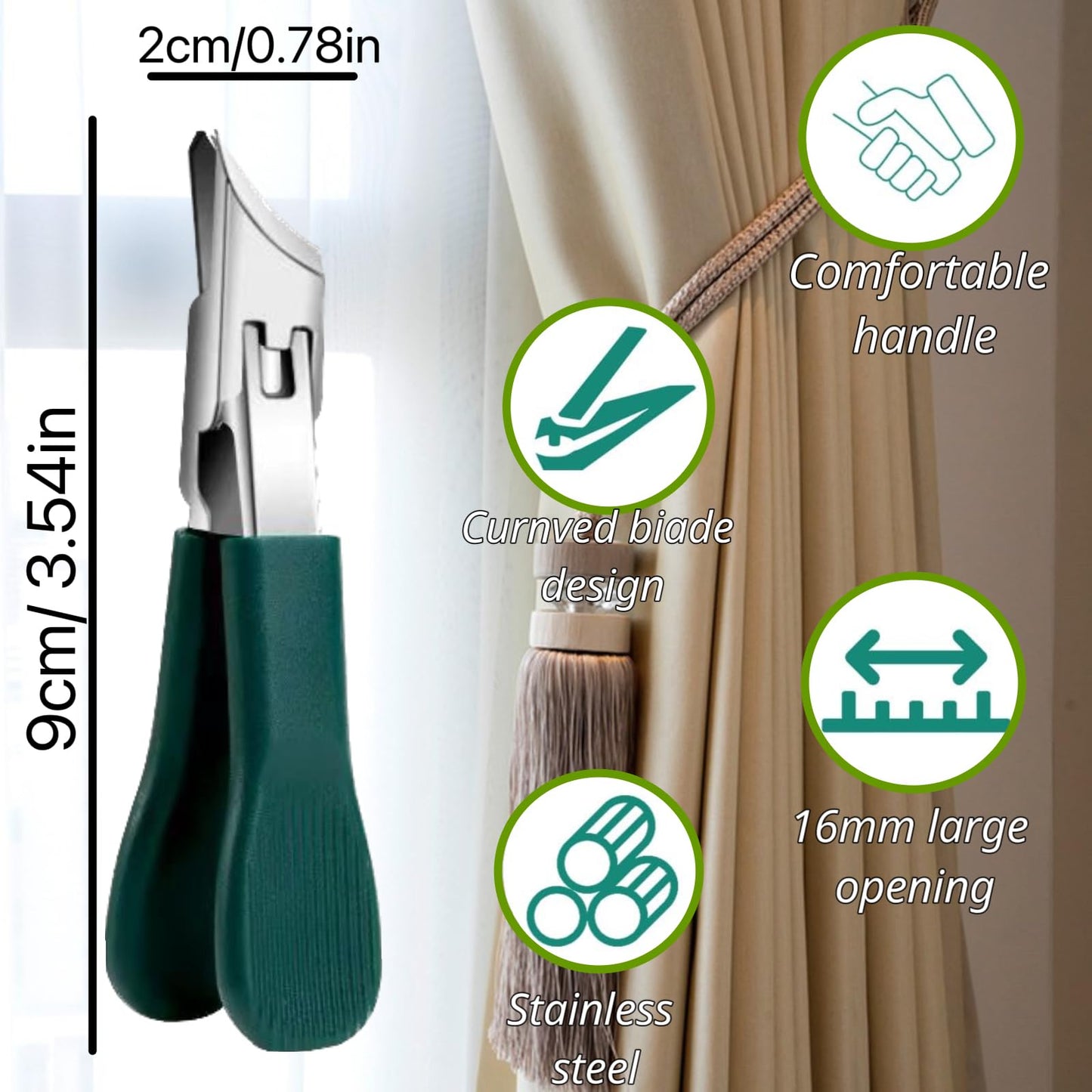 3Pc/Set Eagle Beak Beveled Nail Clippers, Eagle Beak Nail Clippers for Thick Nails, Long Handle Wide Jaw Opening Anti-Splash Slanted Nail Clipper for Men&Women