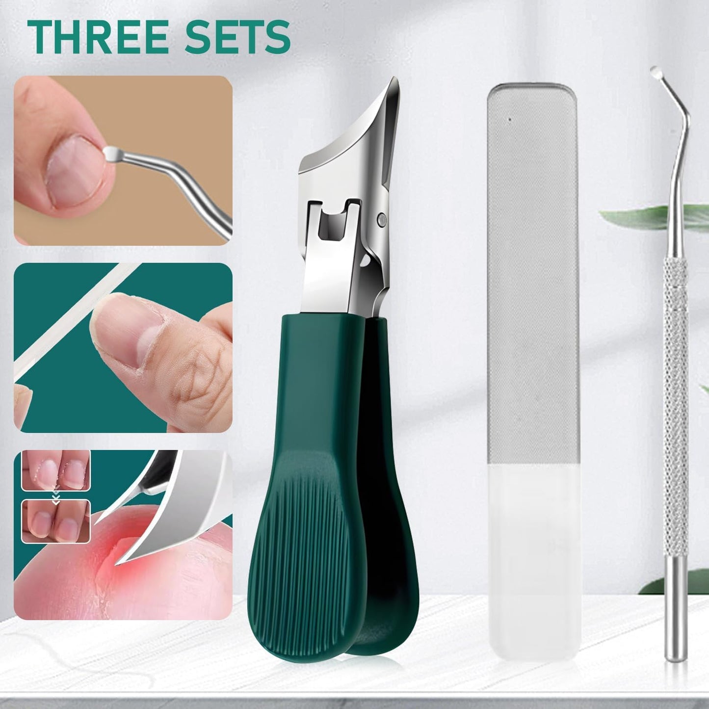 Eagle Beak Beveled Nail Clippers,Wide Jaw Opening Anti-Splash Slanted Nail Clipper,Long Handle Splashproof Nail Clippers,Slanted Jaw Ingrown Toenail Clippers for Thick Toenails