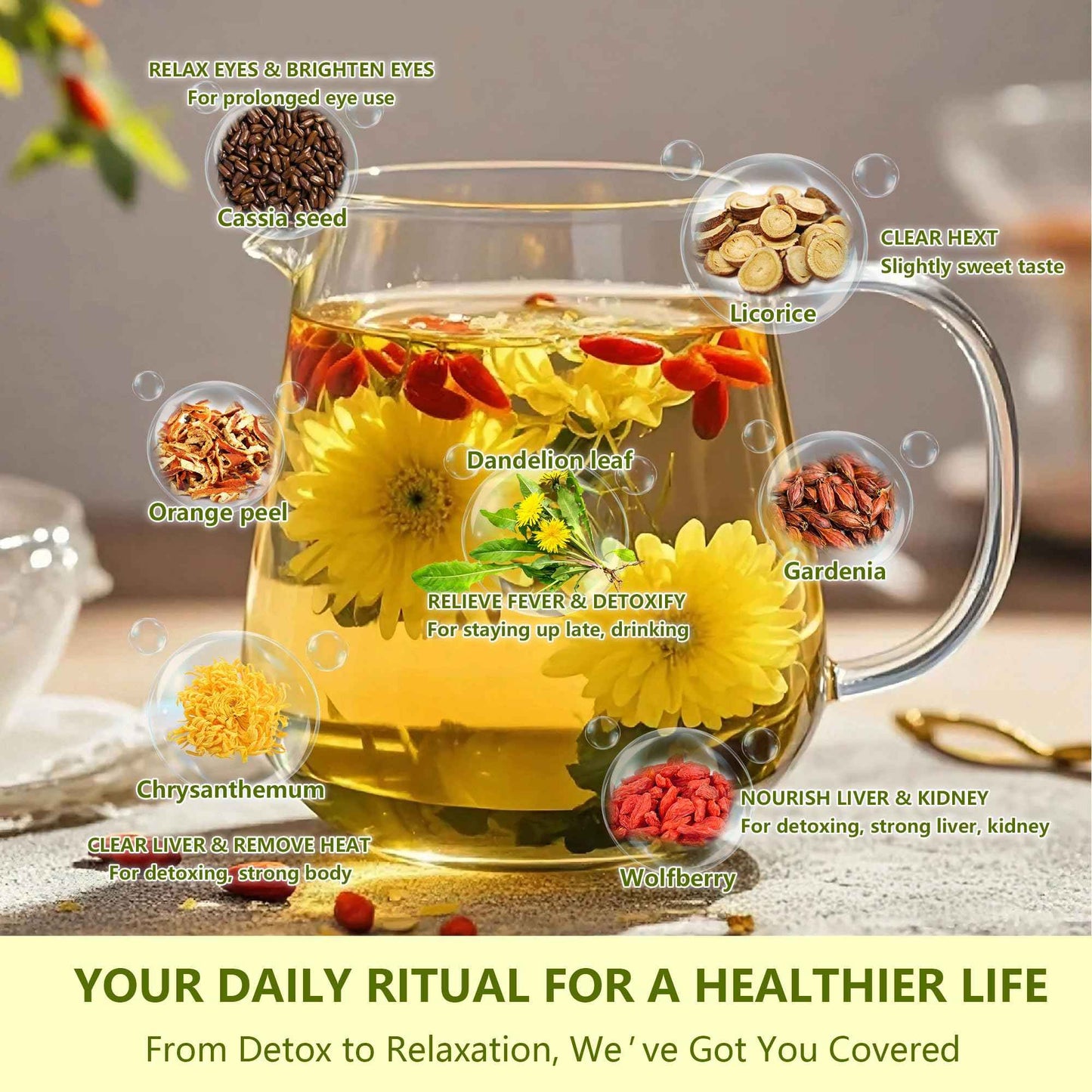 Teeo Deeo Kidney Tea Formula Ginseng Six Treasure Tea – Premium Herbal Blend for Wellness, Detox & Vitality | Natural Herbal Ginseng Teas for Kidney Detox Digestion & Immunity Boost | 7 Precious Ingredients Formula (30 Bags/1 Pack)