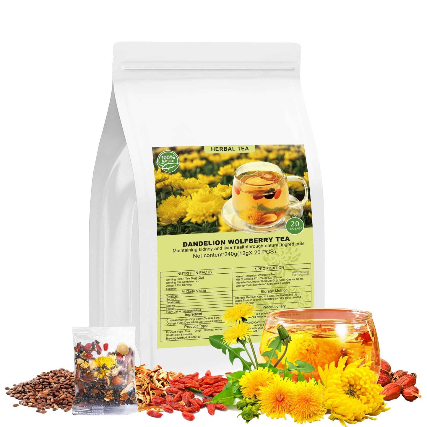 Teeo Deeo Kidney Tea Formula Ginseng Six Treasure Tea – Premium Herbal Blend for Wellness, Detox & Vitality | Natural Herbal Ginseng Teas for Kidney Detox Digestion & Immunity Boost | 7 Precious Ingredients Formula (30 Bags/1 Pack)