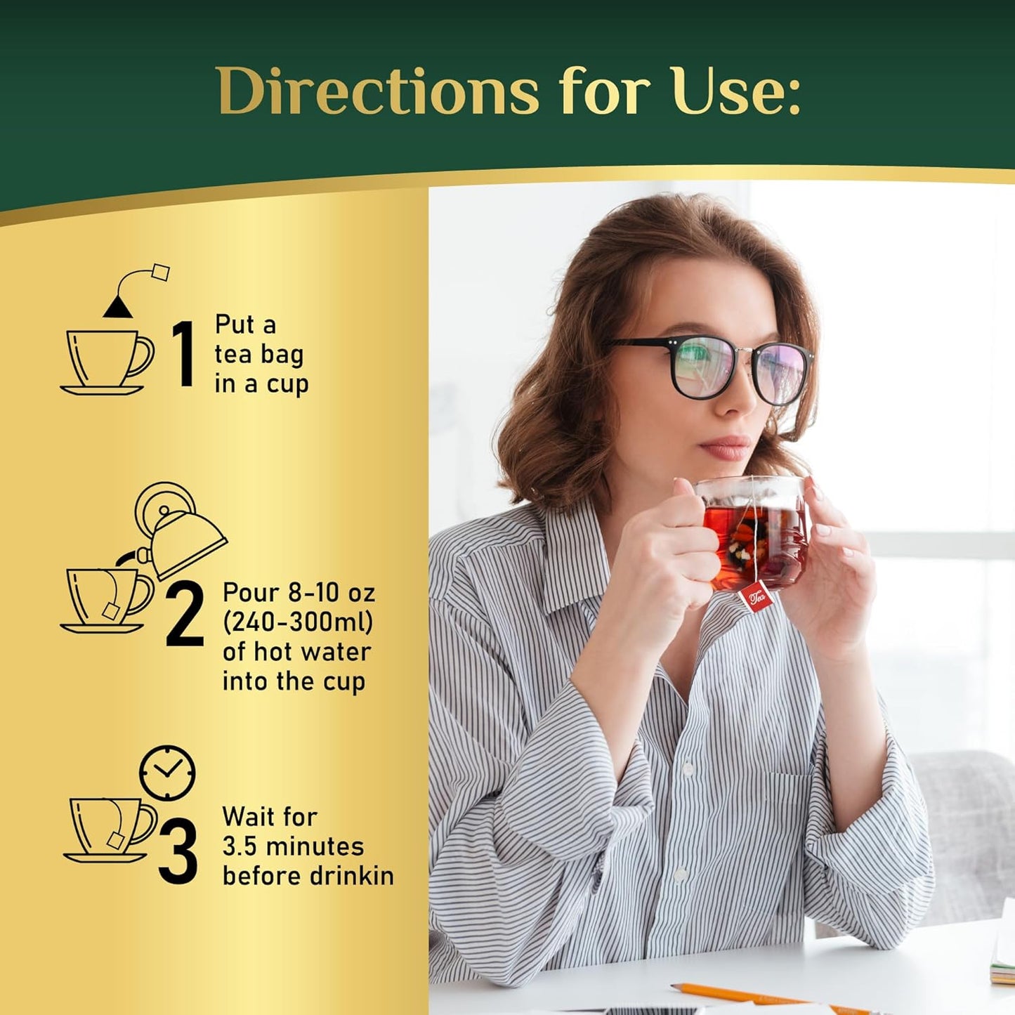 Ginseng Five Treasures Tea Bags - Men Women Kidney Health Chinese Herbal Formula for Natural Detox Cleanse - 7 Cleansing Treasure with Goji Berry Mulberry Wolfberry (25 Bags)