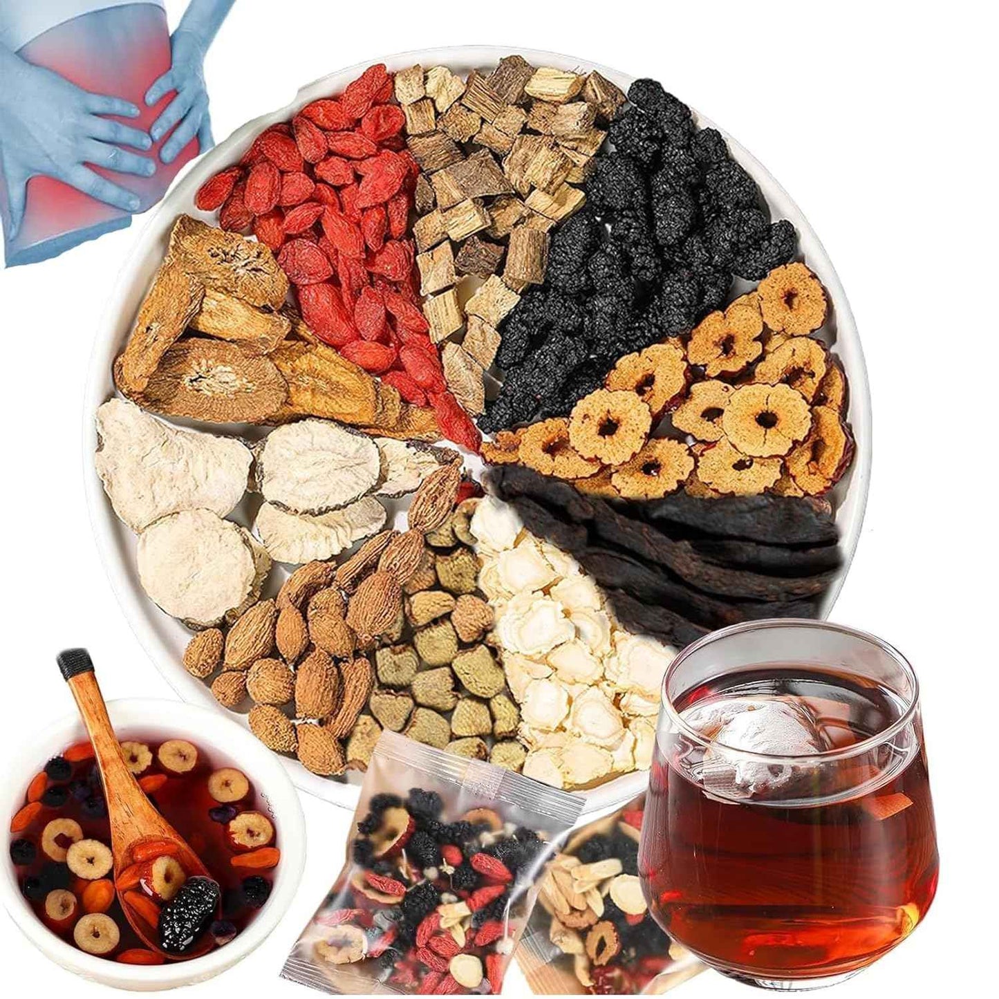 Generic Kidney Tea Formula Ginseng Six Treasure Tea - Ginseng Five Treasures Tea Kidney Tea, Organic Kidney Cleanse Herbal Tea, Traditional Healthy Kidney Cleansing Tea for Men & Women