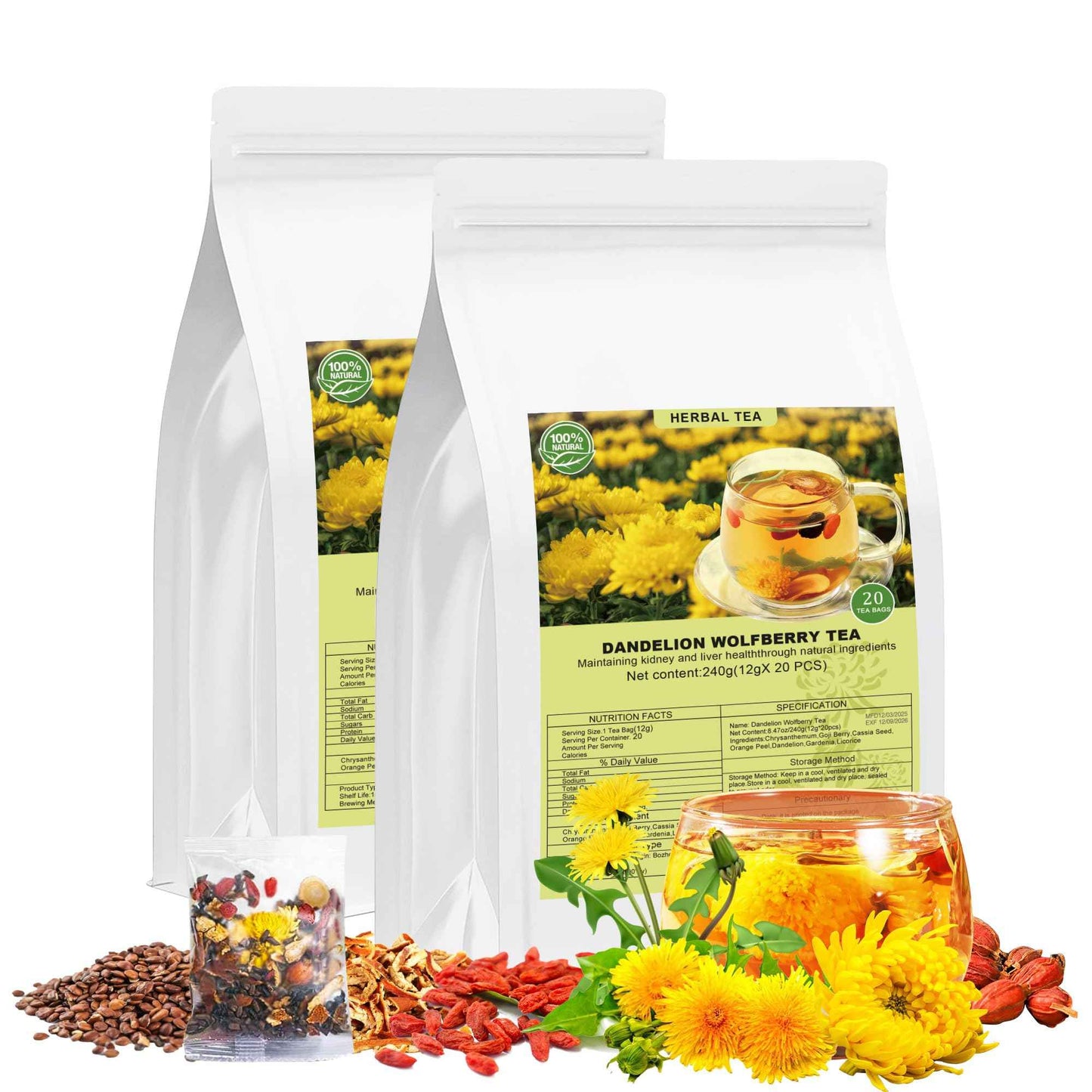 Teeo Deeo Kidney Tea Formula Ginseng Six Treasure Tea – Premium Herbal Blend for Wellness, Detox & Vitality | Natural Herbal Ginseng Teas for Kidney Detox Digestion & Immunity Boost | 7 Precious Ingredients Formula (30 Bags/1 Pack)