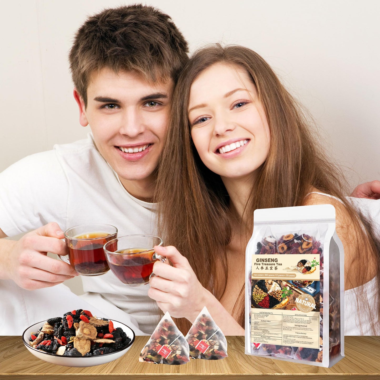 Teeo Deeo Kidney Tea Formula Ginseng Six Treasure Tea – Premium Herbal Blend for Wellness, Detox & Vitality | Natural Herbal Ginseng Teas for Kidney Detox Digestion & Immunity Boost | 7 Precious Ingredients Formula (30 Bags/1 Pack)