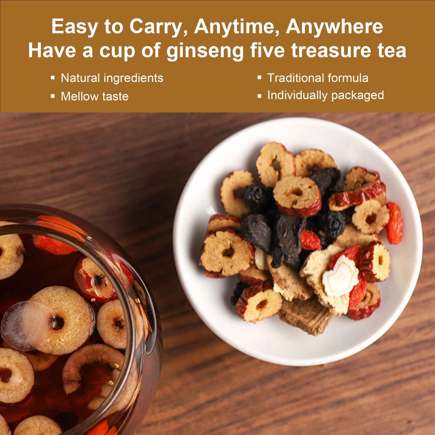 Ginseng Mulberry Herbal Tea, 30 bags Kidney Tea Formula Ginseng Six Treasure Tea, Te Para Limpiar Los Riñones, Organic Liver Support & Kidney Cleanse -Healthy Cleansing for Men & Women (30bag/3boxes)