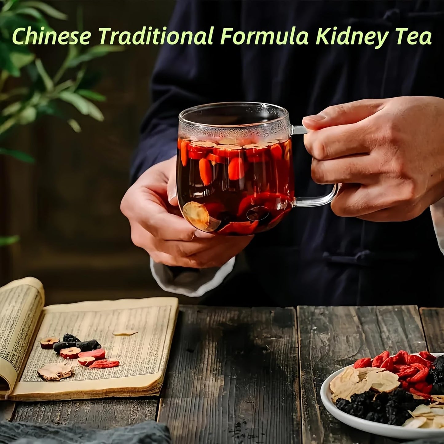 Ginseng Six Treasure Kidney Detox Tea - 20 Triangular Herbal Tea Bags, All-Natural Chinese Formula with Maca, Jujube & Wolfberry (Caffeine-Free, No Sugar)