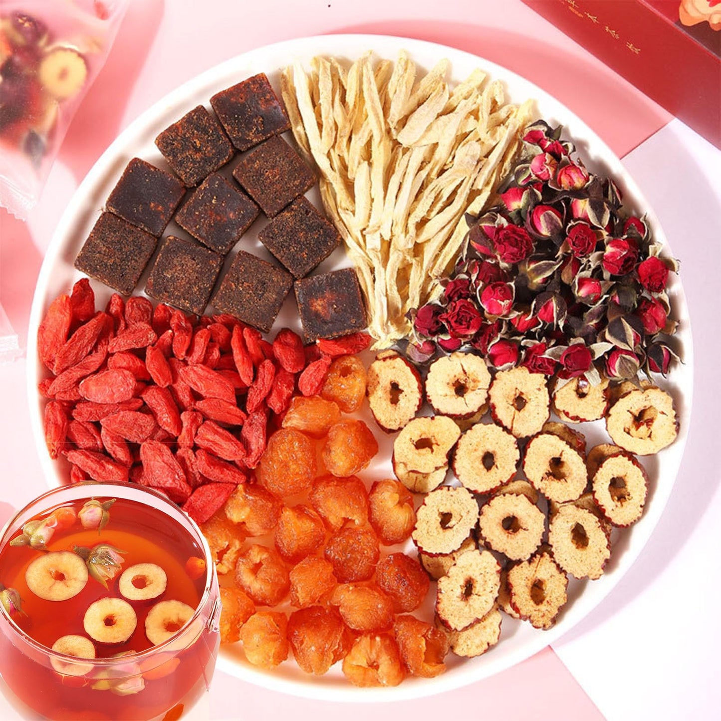 Brown Sugar Ginger Tea,Red Dates Ginger Tea, Jujube Longan Wolfberry Rose Goji Berry πππ (10Bags)