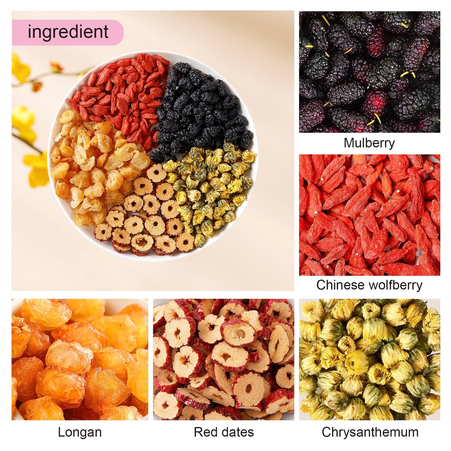 Longan goji red Jujube tea Natural Herbal Beverage Combination Healthy Natural Tea (250g/bag10g*25 packets)