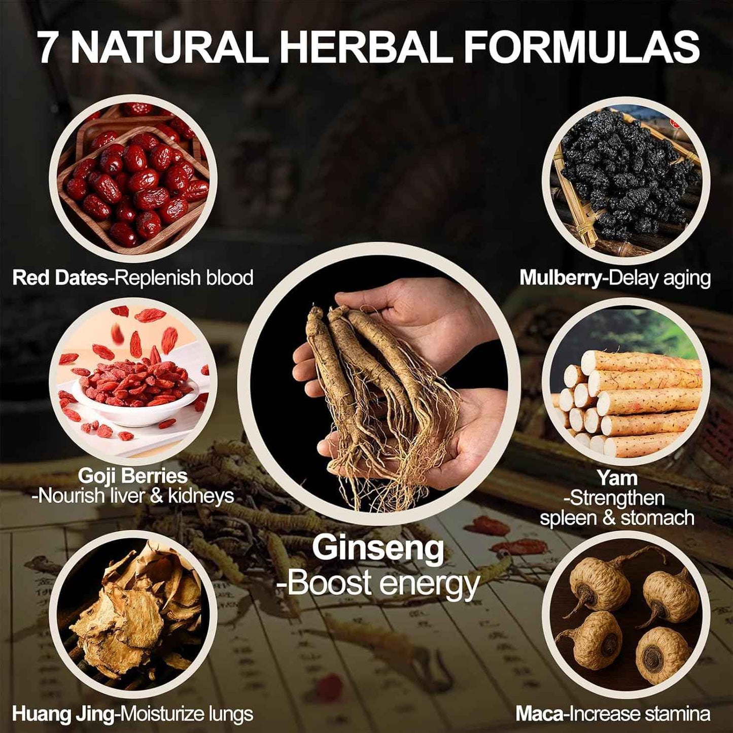 Ginseng Mulberry Herbal Tea, 30 bags Kidney Tea Formula Ginseng Six Treasure Tea, Te Para Limpiar Los Riñones, Organic Liver Support & Kidney Cleanse -Healthy Cleansing for Men & Women (30bag/3boxes)