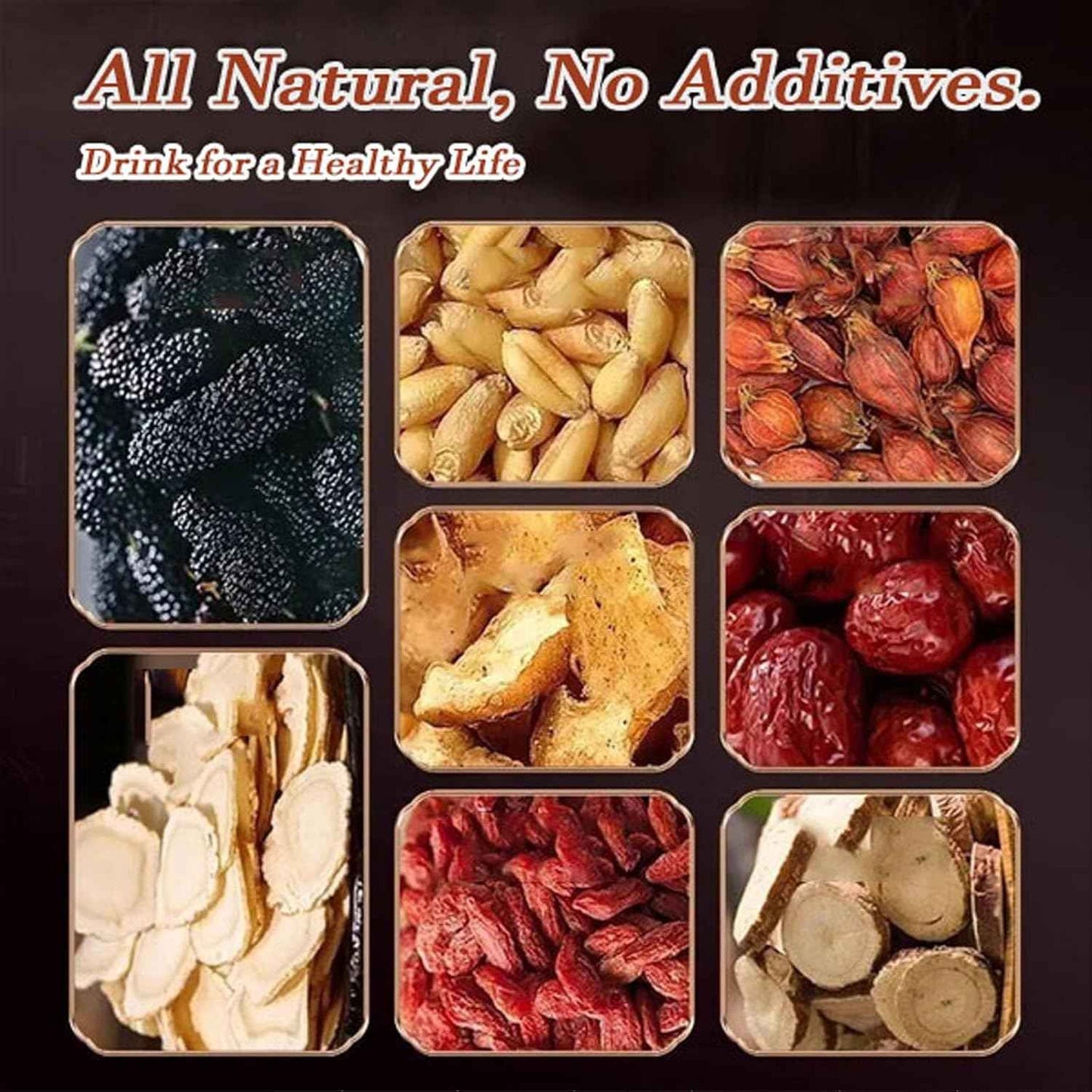 Ginseng Eight Treasure Tea, Kidney Tea Formula Ginseng Five Treasure, 10g*20PCS Red Date Wolfberry Mulberry Goji Berries Herbal Teabag