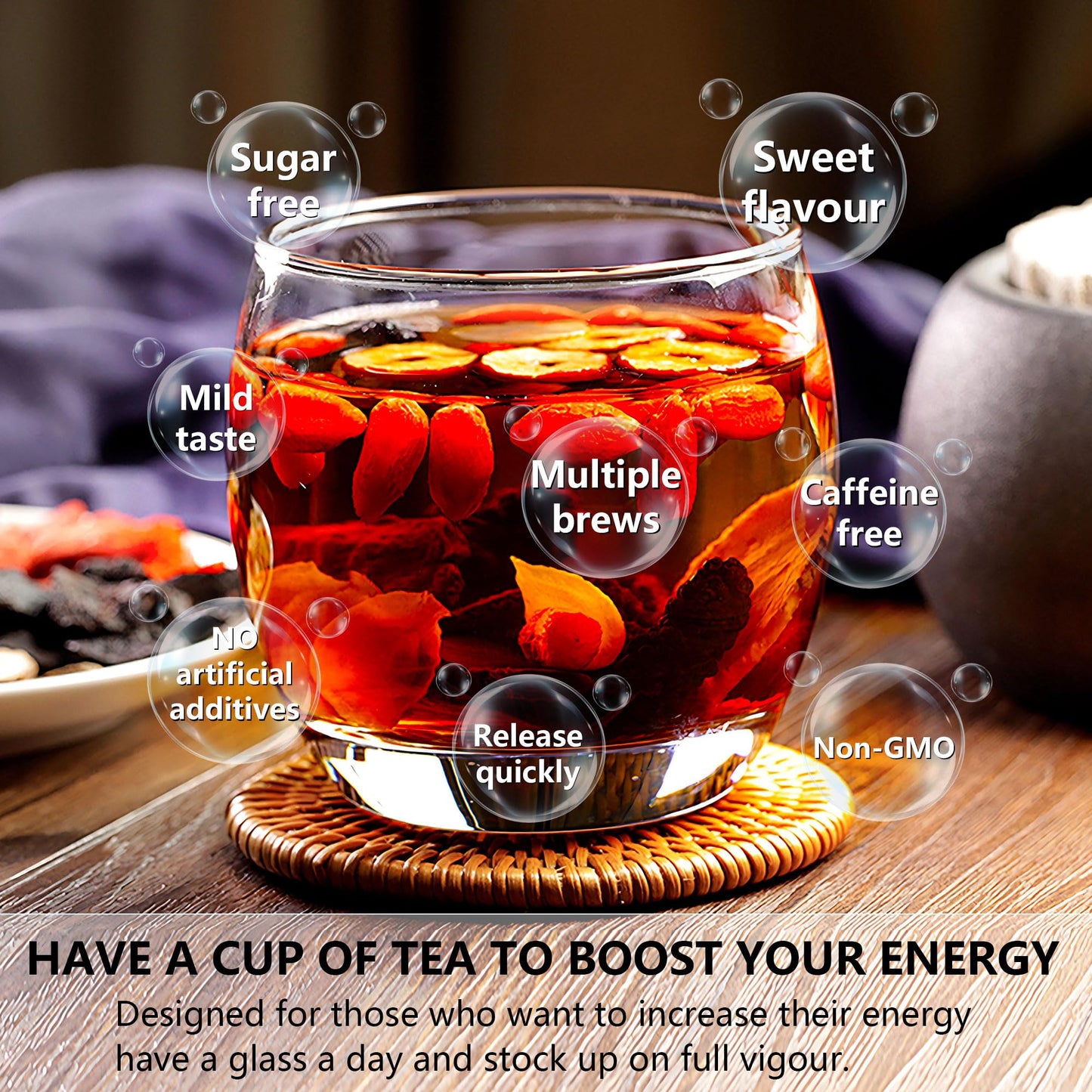 Teeo Deeo Kidney Tea Formula Ginseng Six Treasure Tea – Premium Herbal Blend for Wellness, Detox & Vitality | Natural Herbal Ginseng Teas for Kidney Detox Digestion & Immunity Boost | 7 Precious Ingredients Formula (30 Bags/1 Pack)
