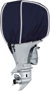 600D Fade and Crack Resistant Trailerable Outboard Motor Cover, Waterproof and UV-Proof Boat Motor Covers, Boat Engine Cover with Reflective Strips and Adjustable Strap(Fits 25-50 HP)