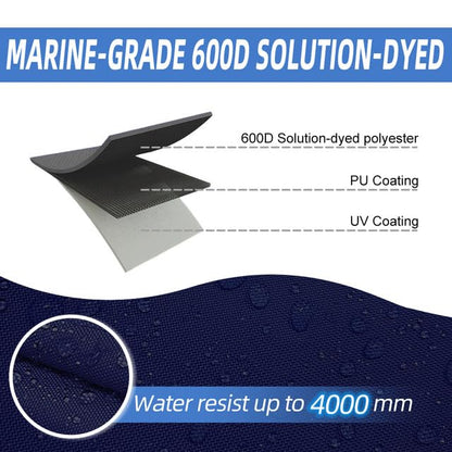 600D Fade and Crack Resistant Trailerable Outboard Motor Cover, Waterproof Boat Motor Covers, Boat Engine Cover with Reflective Strips and Adjustable Strap, Navy(Fits 50-115 HP)