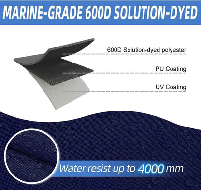 600D Fade and Crack Resistant Trailerable Outboard Motor Cover, Waterproof and UV-Proof Boat Motor Covers, Boat Engine Cover with Reflective Strips and Adjustable Strap(Fits 25-50 HP)
