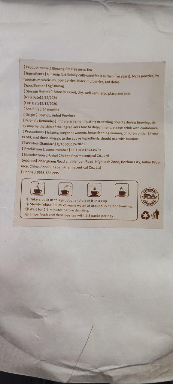 Kidney Tea Formula Ginseng Five Treasure Tea,Ginseng Five Treasures Tea,Kidney Tea,Ginseng Tea,Organic Kidney Cleanse Herbal Tea (20Bags)