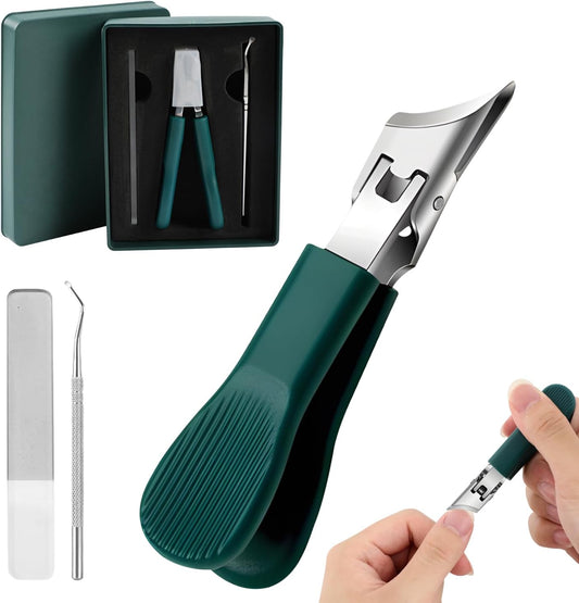 Eagle Beak Beveled Nail Clippers,Wide Jaw Opening Anti-Splash Slanted Nail Clipper,Long Handle Splashproof Nail Clippers,Slanted Jaw Ingrown Toenail Clippers for Thick Toenails