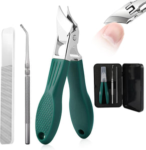Eagle Beak Beveled Nail Clippers, Wide Jaw Opening Anti-Splash Slanted Nail Clipper, Splashproof Nail Clippers 3-Piece Set for Thick and Ingrown Nails, for Women and Men