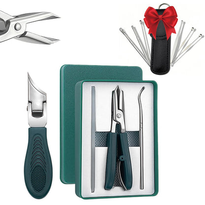 Eagle Beak Beveled Nail Clippers,9-Piece Sets of Eagle Beak Nail Clippers,Anti-Splash Super Sharp Oblique Nail Clipper Set,Toenail Clippers for Thick toenails,Suitable for Both Men and Women (Green)