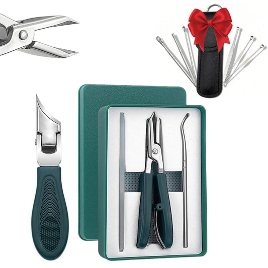 Eagle Beak Beveled Nail Clippers,9-Piece Sets of Eagle Beak Nail Clippers,Anti-Splash Super Sharp Oblique Nail Clipper Set,Toenail Clippers for Thick toenails,Suitable for Both Men and Women (Green)