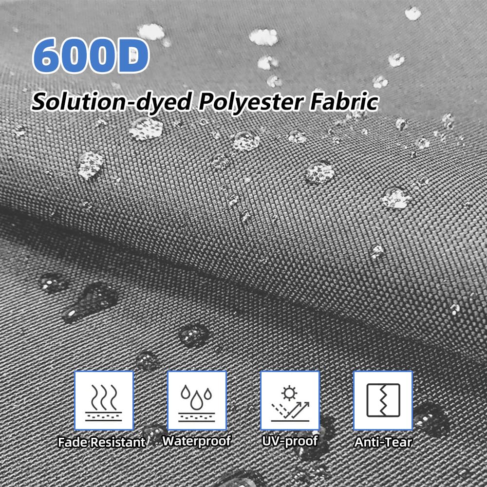 600D Outboard Motor Cover, Waterproof Fade and Crack Resistant Trailerable Boat Motor Covers, Windproof Boat Engined Covers with Adjustable Strap, Black(Fits 25 HP)