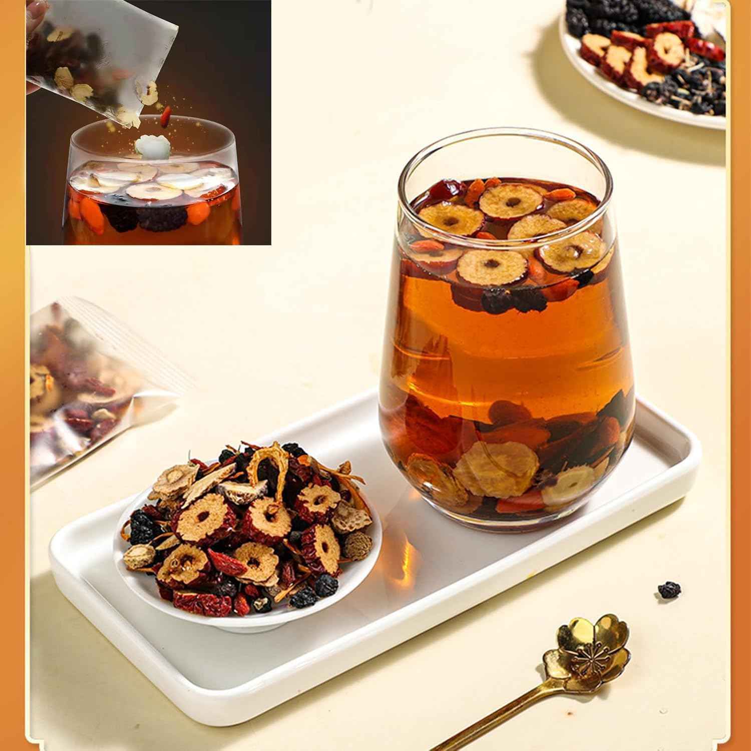 Kidney Tea Formula Ginseng Ten Treasure Tea,10 Precious Ingredients Formula, Ginseng Ten Treasure Aid Root Kidney Tea, Chinese Kidney Care Tea, Men’S Herbal Tea (1Box)