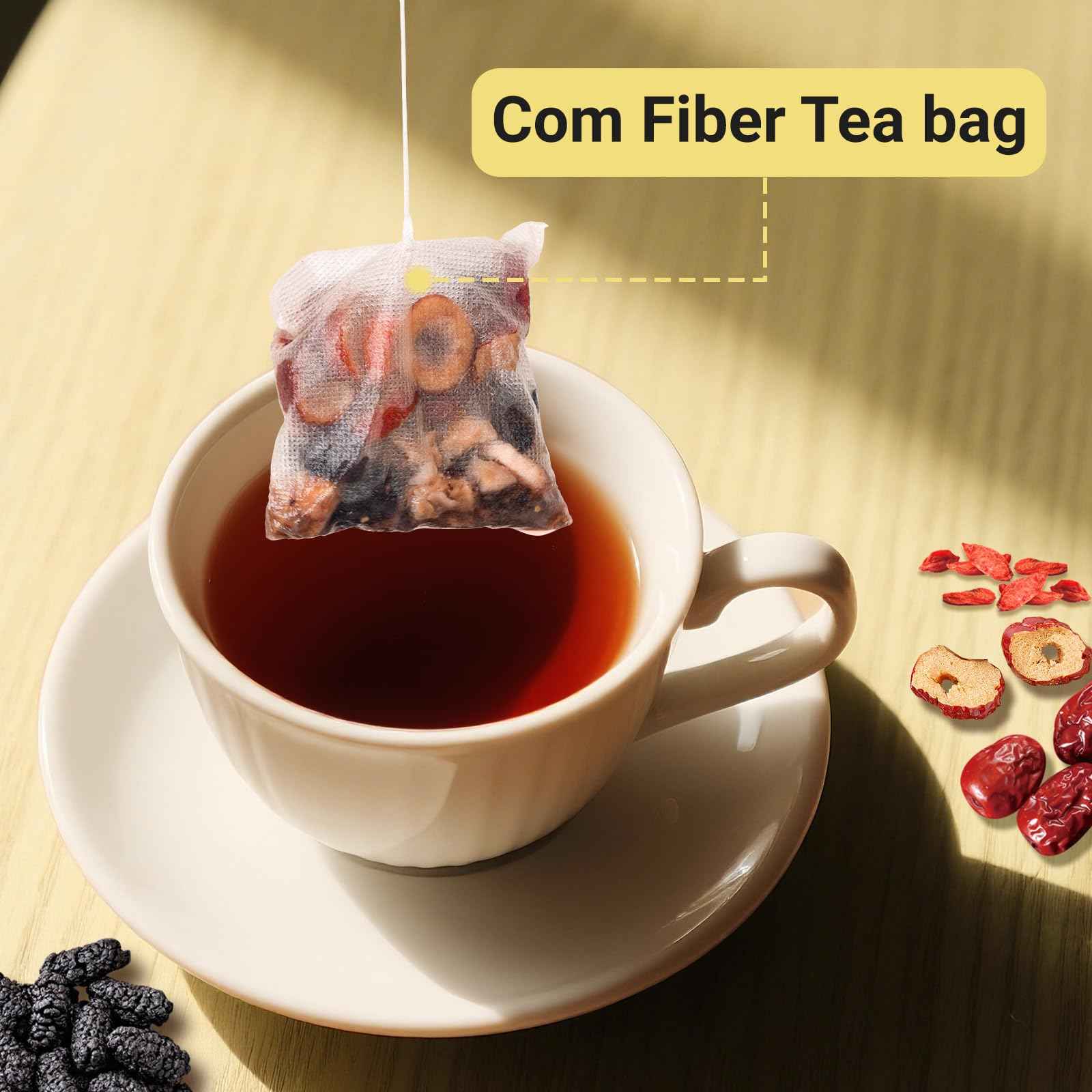 Kidney Tea Formula Ginseng Six Treasure Tea,Ginseng Five Treasures Teabag -7 Ingredient Formula Wolfberry Herbal Chinese Teabag Support Liver Cleanse &Repair for Men Women (1 Box,30 bags)
