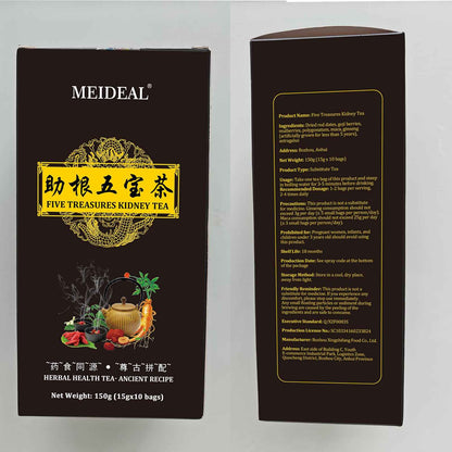 Ginseng Five Treasures Tea Kidney Tea, Ginseng Six TreasureTea, Traditional KidneyTea for Men and Women, 7 Precious Ingredients Formula, Chinese HerbalTea for Kidney (1 Box-10 bags)